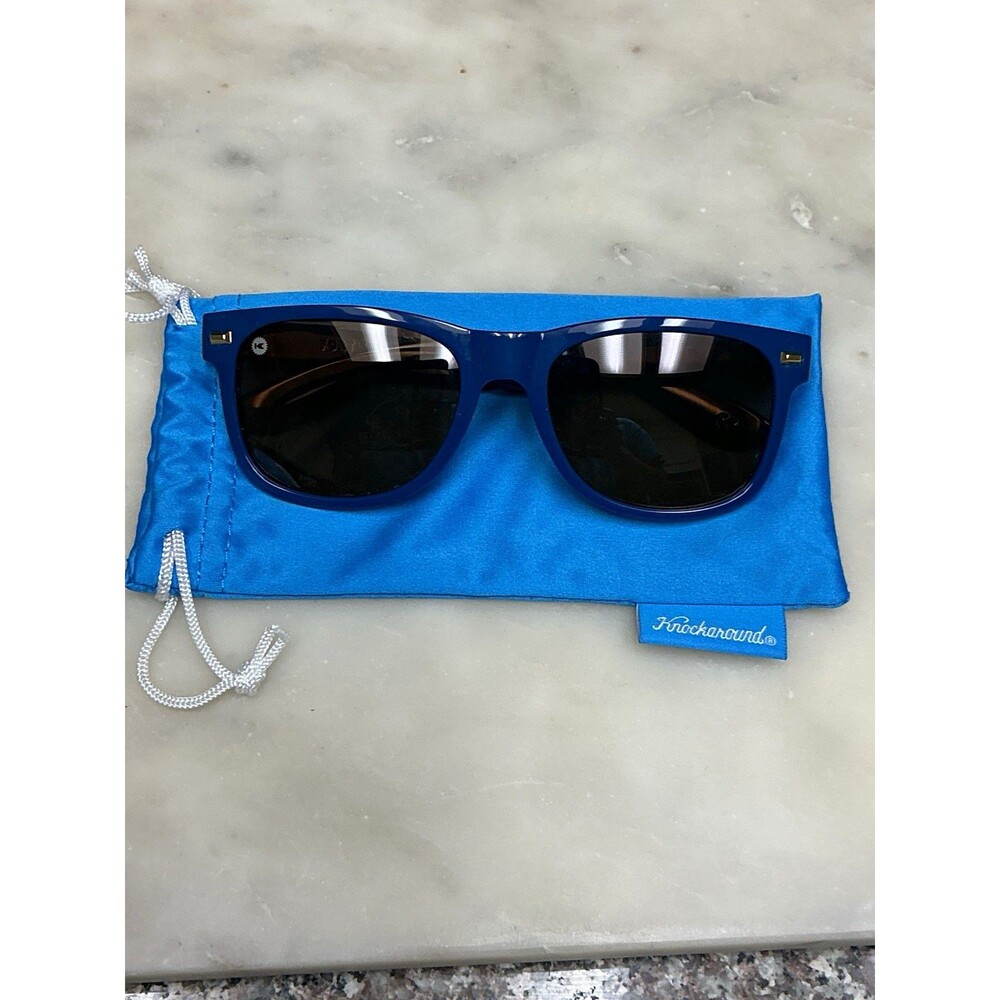 Knockaround Fort Knocks Square Sunglasses Blue Plastic Frame Gray Tinted Lens